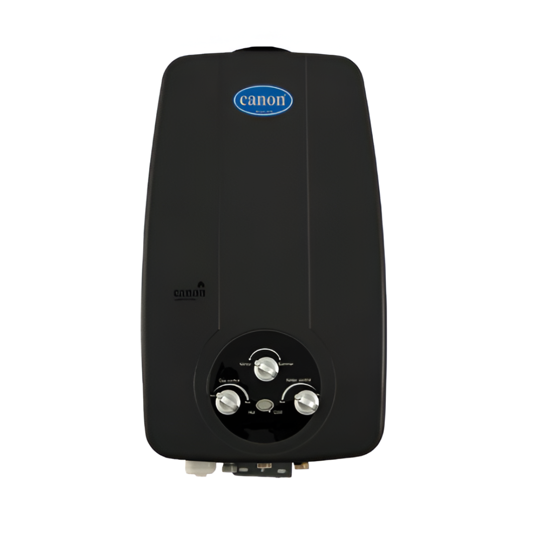 Black_Canon_Geyser-fotor-bg-remover-2025120401344 (1) CANON INSTANT GAS GEYSER 7L 17DD LPG BLACK - Image 1